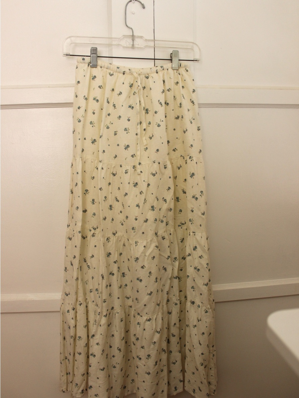 Cotton On Cream Maxi Skirt with blue Floral Print